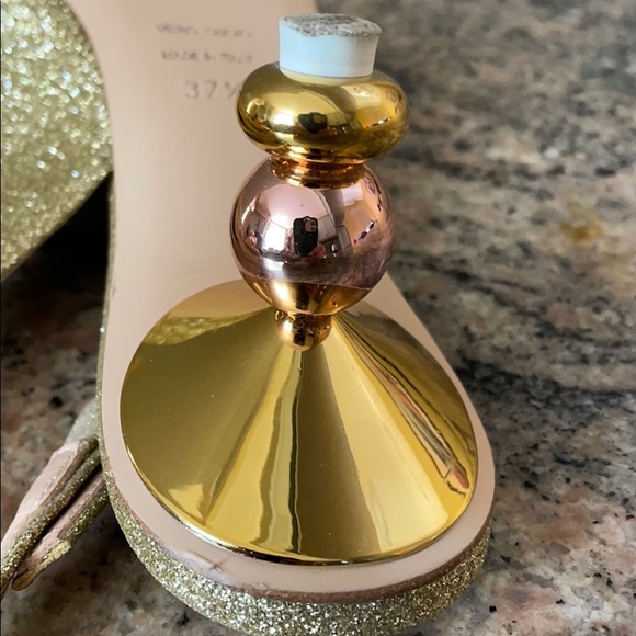 Roberto Festa Gold Glitter Slingback Shoes - Picture 7 of 8